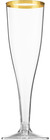 50 Pack Gold Rimmed Plastic Champagne Flutes 5 Oz Clear Plastic Toasting Glasses