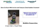 Diver On Rock With Anchor And Treasure Chest Aquarium Fish Tank Ornament Decor