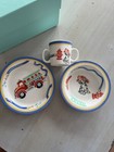 Tiffany   Co Fire Station  Dalmation Childs Set Of 3 Cup Bowl Plate Japan 2005