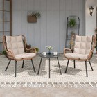 Ebello 3 Piece Outdoor Bistro Set  Small Patio Furniture Set With Coffee Table