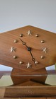 Vintage Mid Century Modern Electric Clock Trophy Wood Brass Globe