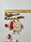 Christmas Primitive Ornaments Lot Of 8 Misc Hand Painted Vintage Santa Decor