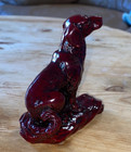 Vintage Red Resin Cinnabar Style Dog Figurine