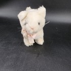 Vintage Dakin White Kitten Cat Stuffed Animal Plush Pink Bow 6  Long