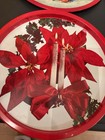 Vintage Christmas Trays Metal Mid Century Lot Of 4