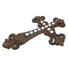 Fleur De Lis Wall Cross Cast Iron Iridescent Pearl Tile Inlay Rustic 9 1 2 