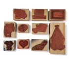 Holiday Rubber Stamps Wooden Christmas Easter Valentines Autumn Birthday Lot 10
