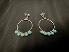 Sterling Silver Turquoise Hoop Earrings Southwestern Boho Artisan