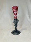 Antique Reed   Barton 3312 Silverplate Epergne Victorian Ruby Glass Trumpet Vase