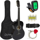   38in Beginner Acoustic Guitar Starter Kit W case  Strap  Digital E-tuner  Pick