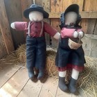 Vtg Handmade Rustic Amish Dolls Primitive Americana Folk Art Country Farm Decor