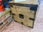 Old Antique Pine Chest  Vintage Wooden Storage Trunk  Blanket Box  Coffee Table 