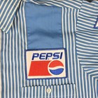 Pepsi Short Sleeve Work Shirt With Patches Blue White Striped 1970 s-1980 s