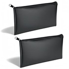 2 Pack Zippered Bank Deposit Bags Pu Leather Cash Money Pouch Cash Register Bags