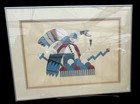 Awatovi Eagle Priest By  Benjamin Harjo Jr Acrylic Painting On Paper Framed Sign