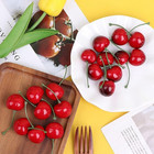 20pcs Red Artificial Cherries  Fake Fruit Decor Simulation Cherry Model Lifelike