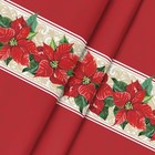 Christmas Tablecloth 60 X 60 Inch Round Poinsettia Red Washable Table Cover