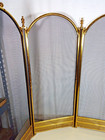 Vintage Shiny Brass Lattice Detail Folding Fireplace Screen Mesh 5 Panel 35 Tall