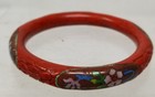 Antique Vintage Chinese Carved Cinnabar Cloisonne Bracelet Bangle