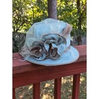 Tiffany Blue Church Hat Women Sunday Best Feathers Rhinestones Kentucky Derby