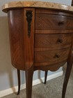 Antique 1920s Louis Xv French Walnut  Side Table W ormolu Bronze Marble France