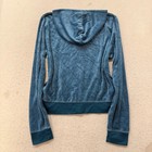 Vintage Juicy Couture Women s Steel Blue Velour Zip-up Hoodie Pockets Y2k Size S