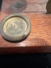 Vintage Brass Balance Scale On Wood Base W  3 Weights Apothecary Postal  England