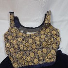 Navy Blue And Gold Floral Embroidered Choli For Women  Elegant Traditional Style