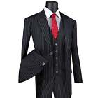 Vinci Men s Gangster Stripe 3-piece Classic Fit Suit  38s-62l  6 Colors New