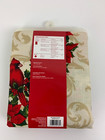 Christmas Fabric Tablecloth Holiday Time 60 x84  Rectangle Cardinal Poinsettia