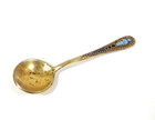 Miniature Spoon Russian 875 Silver Gold Washed Blue Enameled Hallmarked   2 