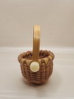 Vintage Nantucket Style Woven Basket With Moveable Handle And Wooden Bottom