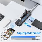 Powered Usb Hub  Jeswo 11 Port Usb 3 0 Hub  10 Usb 3 0 Data Transfer Ports      