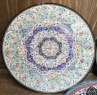 3pc Antique Turkish Hand Enameled Brass Wall Hanging Plates