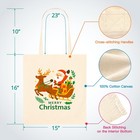 15 x16  Christmas Canvas Tote Bag  Cotton Santa   Reindeer Gift Tote With Bri   