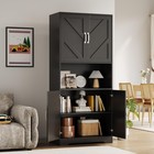 70 h Kitchen Pantry Cabinet  Farmhouse Tall Pantry Storage Wood Cupboard Locker