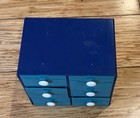 Mod Small Desk Organizer W 6 Drawers Mcm Vintage 1970s Retro Blue Aqua