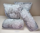Set 4 Croscill Jacquard Damask Throw Pillows Leaves Scroll Bolster Roll Square