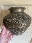 Antique Brass Hindu Indian Hand Chilsled Matsya Lota Holy Water Vessel 1800s