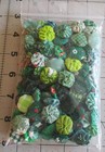 Handmade Miniature Cotton Yo-yos  Green Fabric Applique  Scrapbooking 100 Pieces