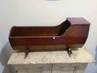 Antique Folk Art Wooden Doll s Crib  Victorian Primitive Rocking Doll s Cradle  
