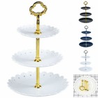 3 Tier Cake Plate Stand Tray Christmas Birthday Party Cupcake Display Tower Set