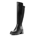 Women Knee High Boots Low Chunky Heel Zip Up Riding Combat Boots Size 6-10