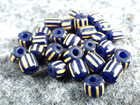 10 Huron Indian Cobalt Blue Glass False Chevron Trade Beads Fur Trade Era 1800 s