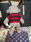 Dan Dee Sock Monkey Plush Silver Heart Striped Shirt 9  2016 Stuffed Animal Toy