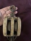Vintage Wood   Cast Iron Double Pulley Block And Tackle Barn Nautical Wall Art