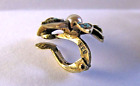 Vintage German Brooch   Clip On Earrings Set Signed Gold Vermeil 800 Silver