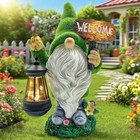 Solar Led Gnome Statue Outdoor Decor - Waterproof Garden Ornament With Firework 