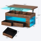 Lift Top Coffee Table With 2 Fabric Drawers   Led Light  Farmhouse Coffee Table