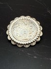 Vintage Hand-engraved Sterling Silver Western Concho Belt Buckle   Saddle Concho